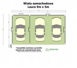 Drewniana wiata Laura 9x5m – Ochrona dla trzech pojazdów - zdjęcie 2