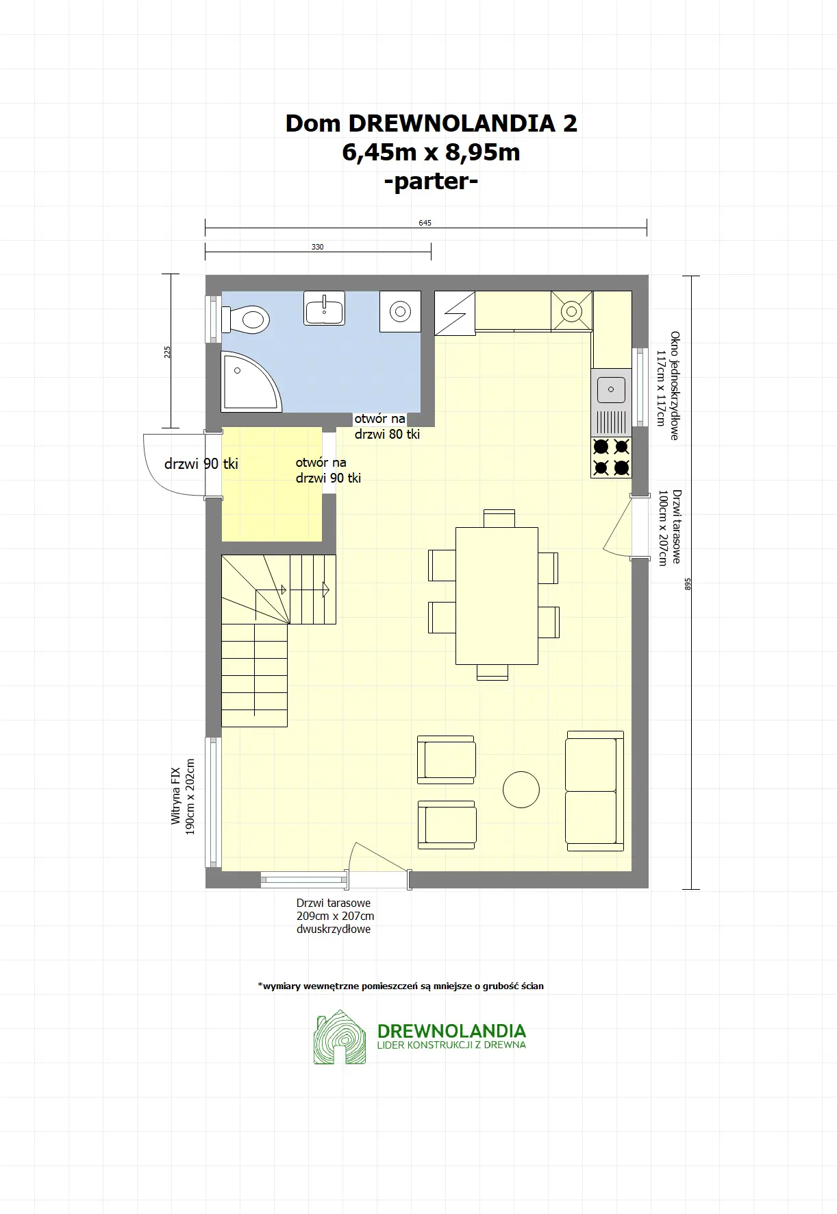 Rzut Dom mieszkalny całoroczny DREWNOLANDIA V2 - WT 2021