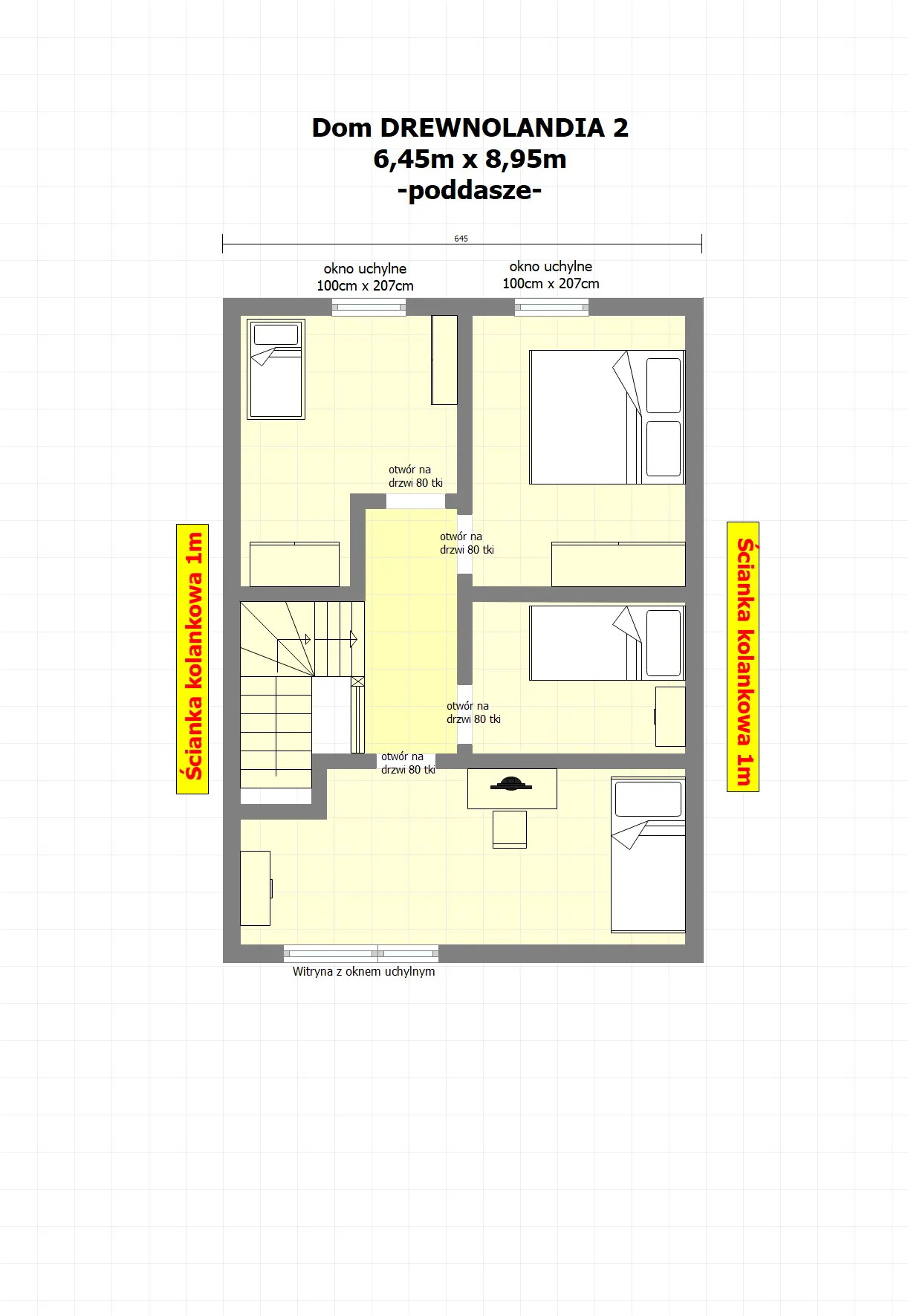 Rzut Dom mieszkalny całoroczny DREWNOLANDIA V2 - WT 2021