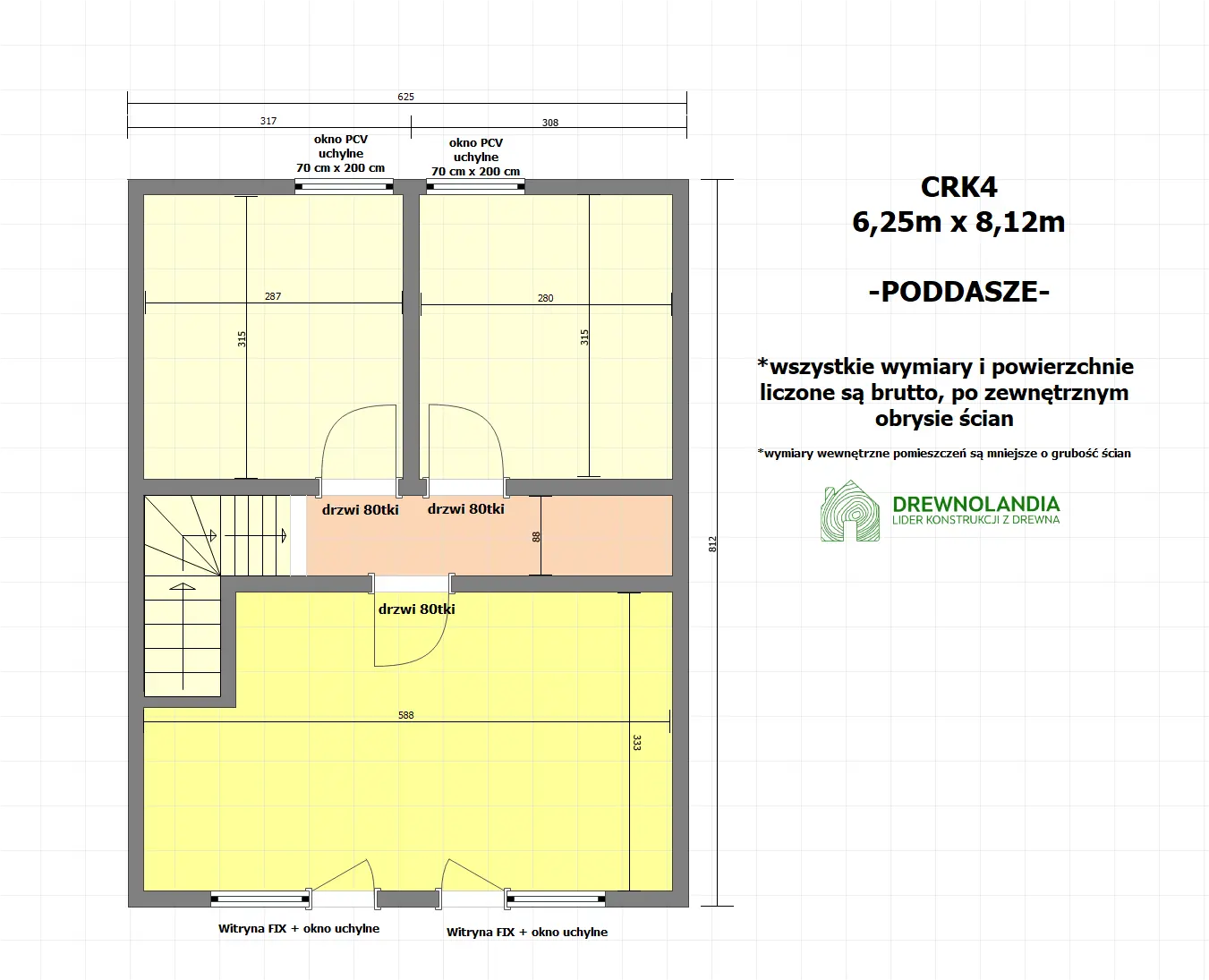Rzut Dom rekreacyjny całoroczny CRK4 - nowoczesna stodoła - 50 m2 zabudowy