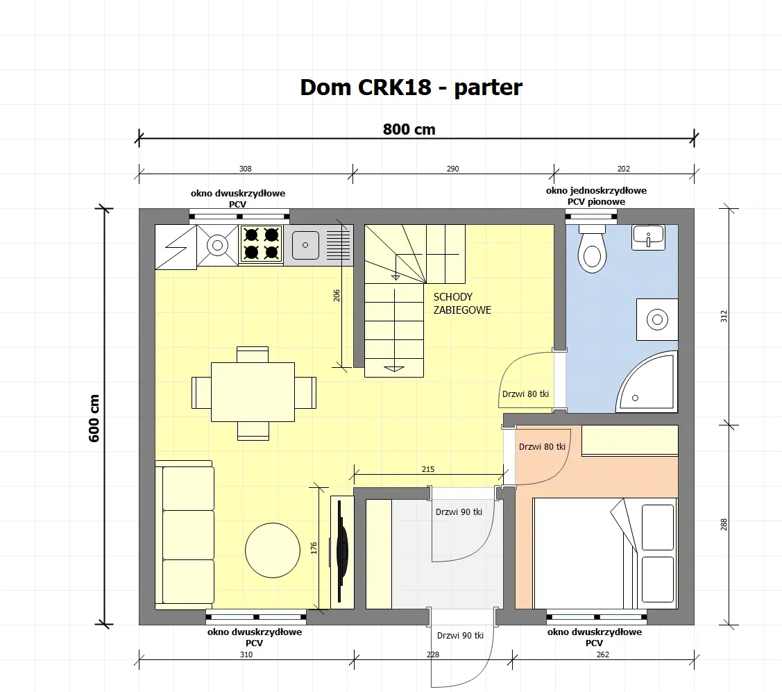 Rzut Drewniany domek rekreacyjny całoroczny CRK18 PLUS - jednorodzinny - 48 m²