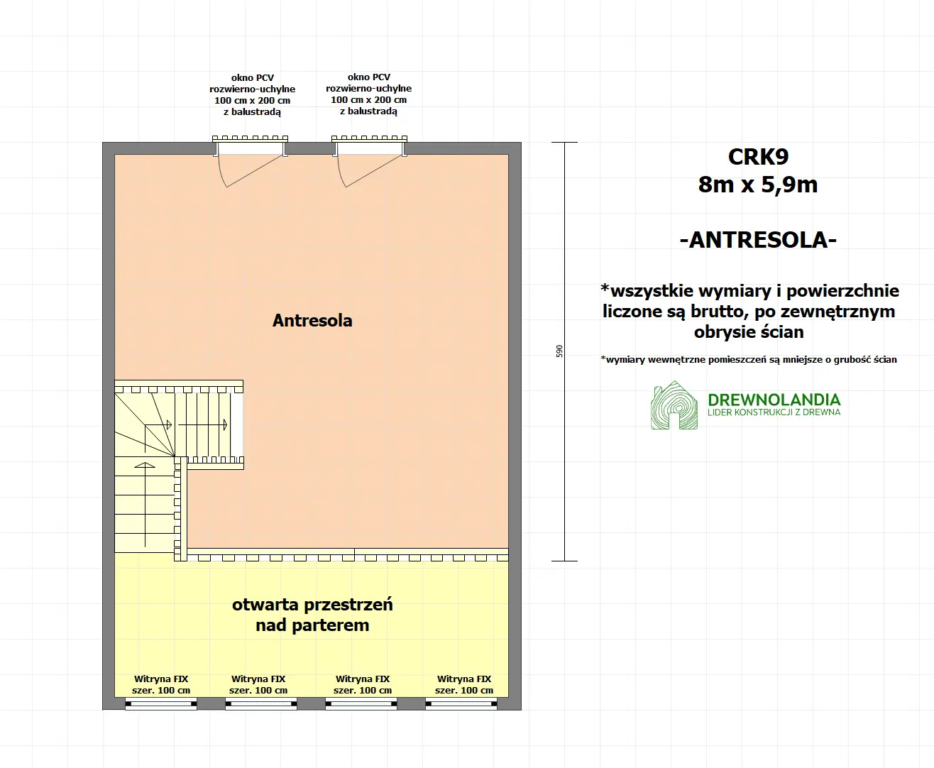 Rzut Dom drewniany Richard - nowoczesna stodoła - 47 m2