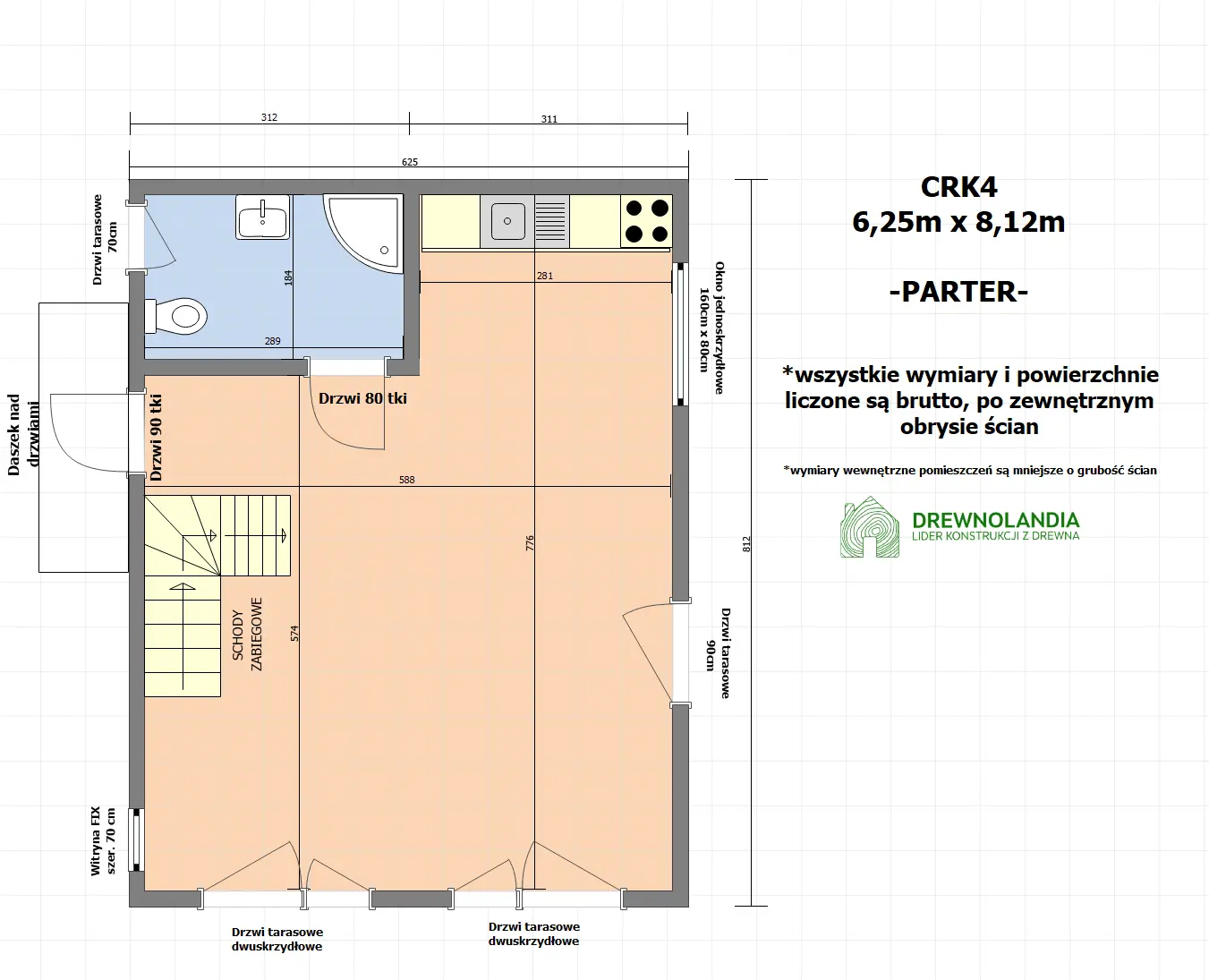 Rzut Dom całoroczny Cyprian - nowoczesna stodoła - 50 m2 zabudowy