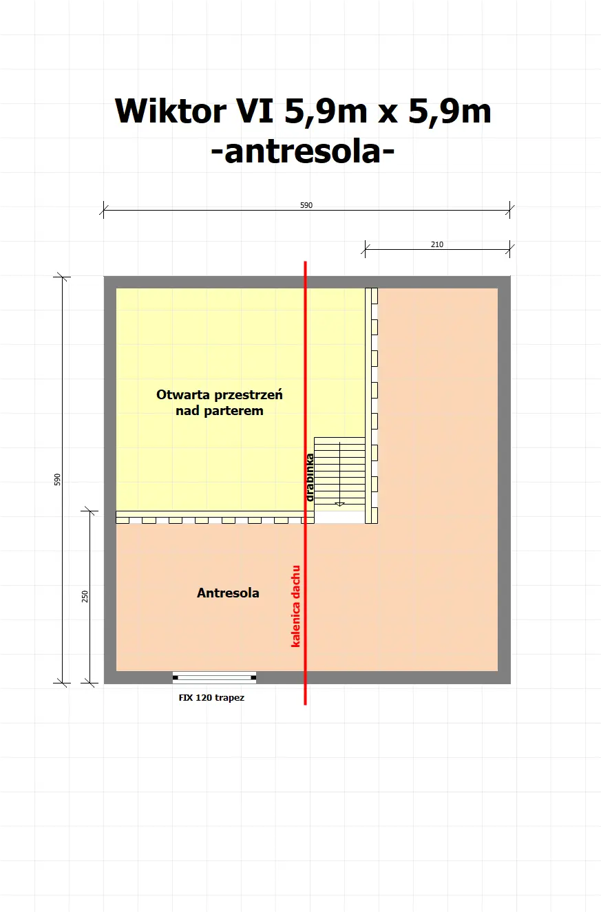 Rzut  Wiktor VI z oknami PCV - 5,9x5,9m