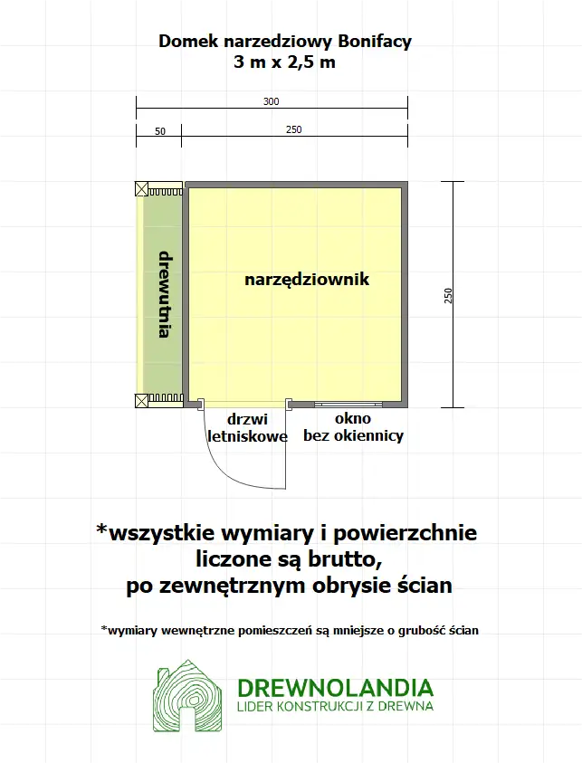 Domek gospodarczy z drewna Bonifacy v2 - 3x2,5m