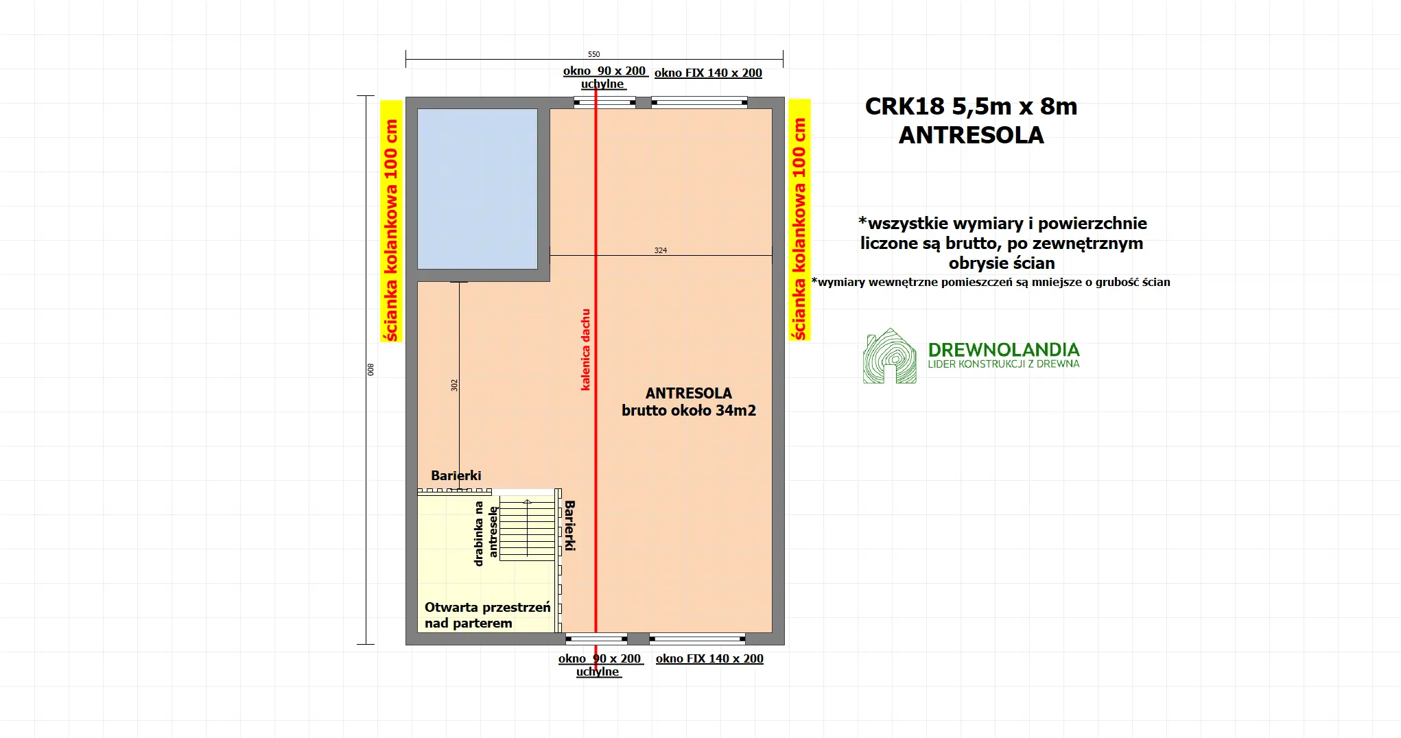 Rzut Domek rekreacyjny całoroczny CRK18 – 45 m²