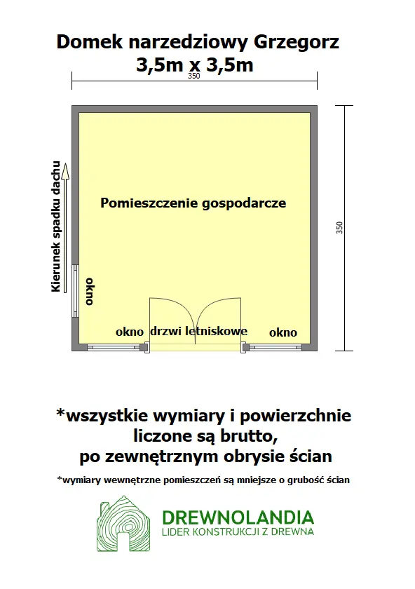 Rzut Drewniany Domek narzędziowy Grzegorz - 3,5x3,5m 