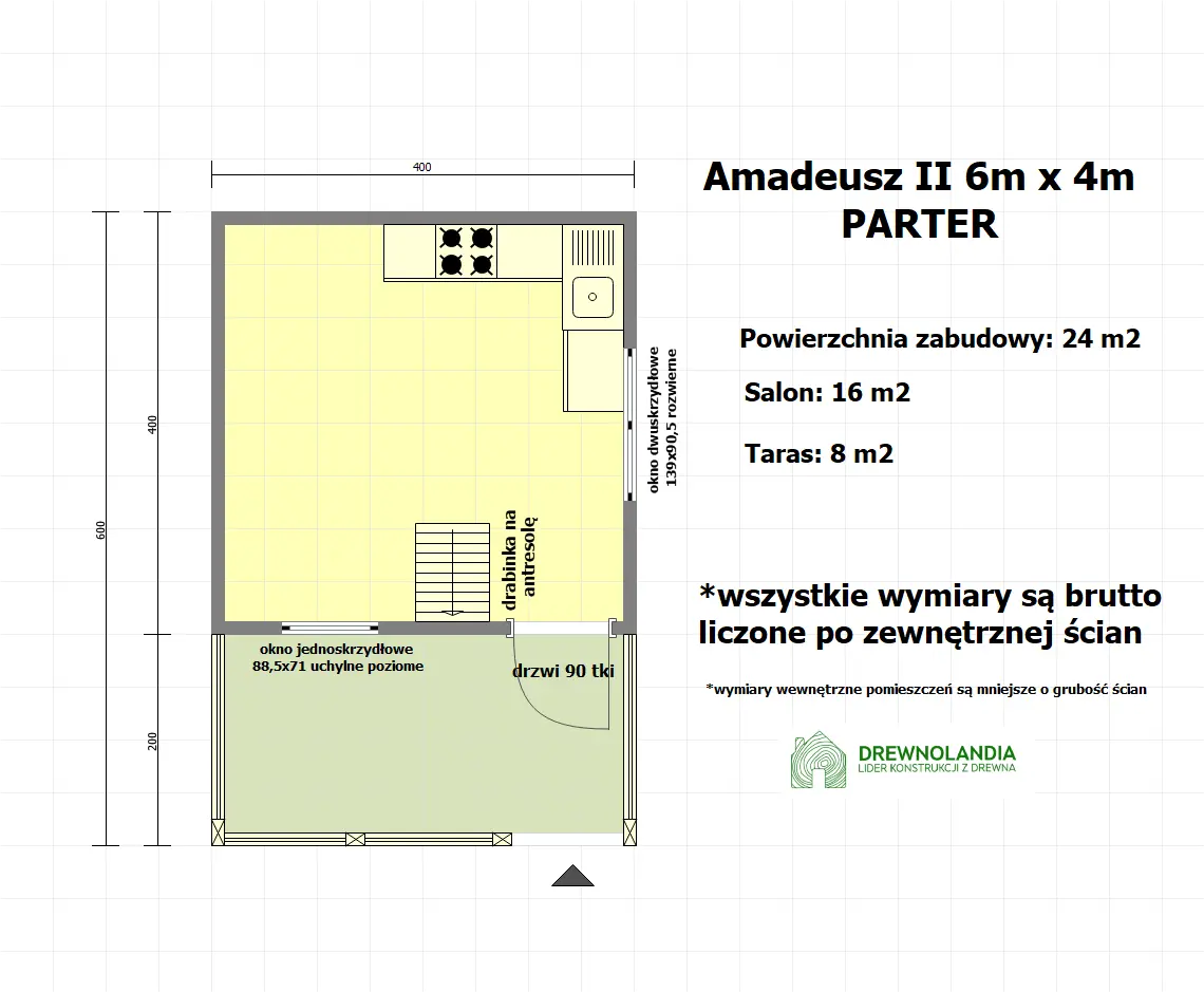 Rzut Domek Ogrodowy Amadeusz II - 6x4m