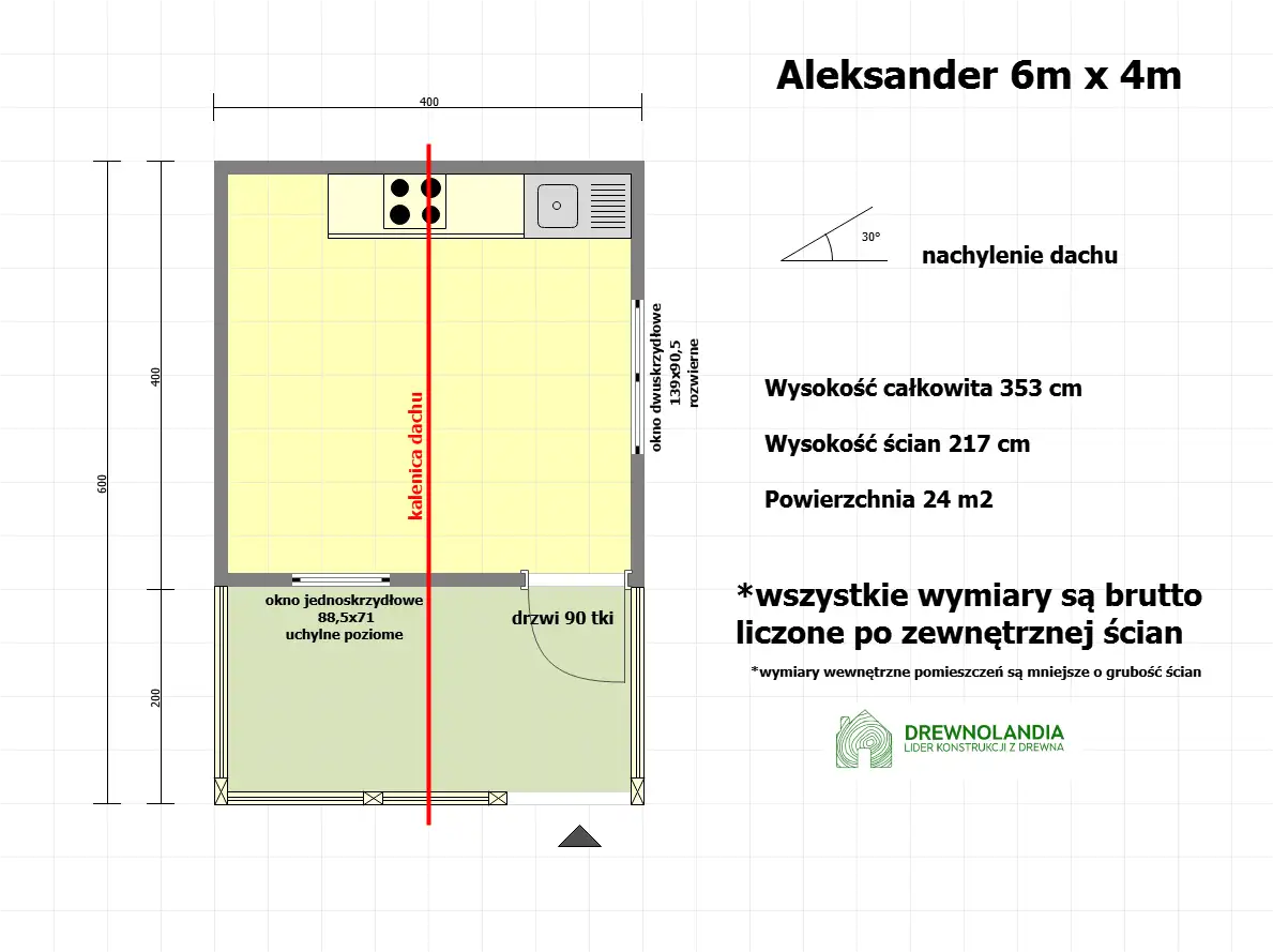 Domek  Aleksander - 6x4m, domek z drewna 