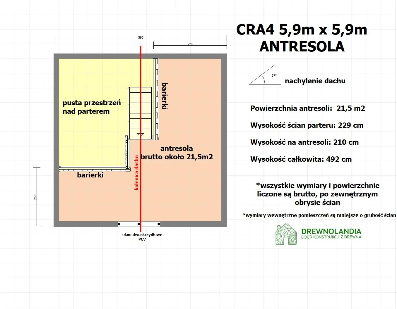 Rzut Domek rekreacyjny całoroczny CRA4 - wersja 1 - V1 - 35 m²