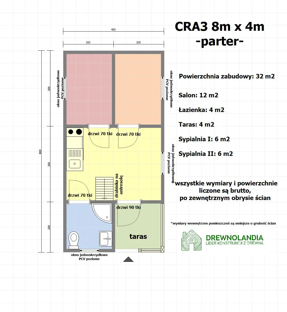 Domek rekreacyjny całoroczny CRA3 - 32 m²