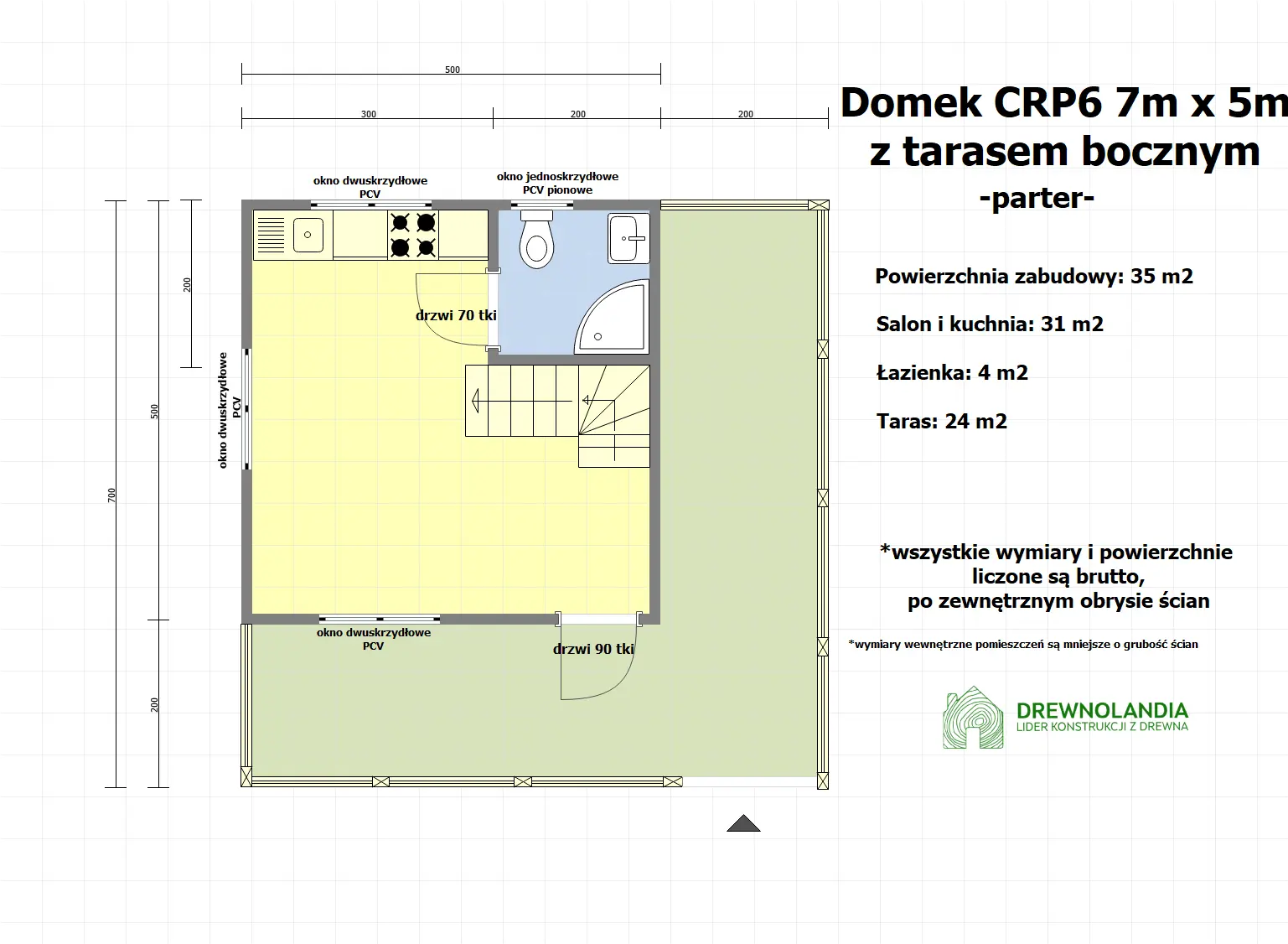 Rzut Domek rekreacyjny całoroczny CRP6 - 35m²