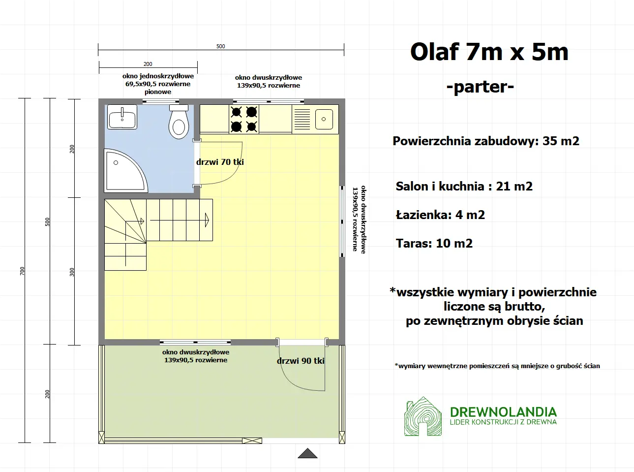 Rzut Domek z poddaszem Olaf - 7x5m