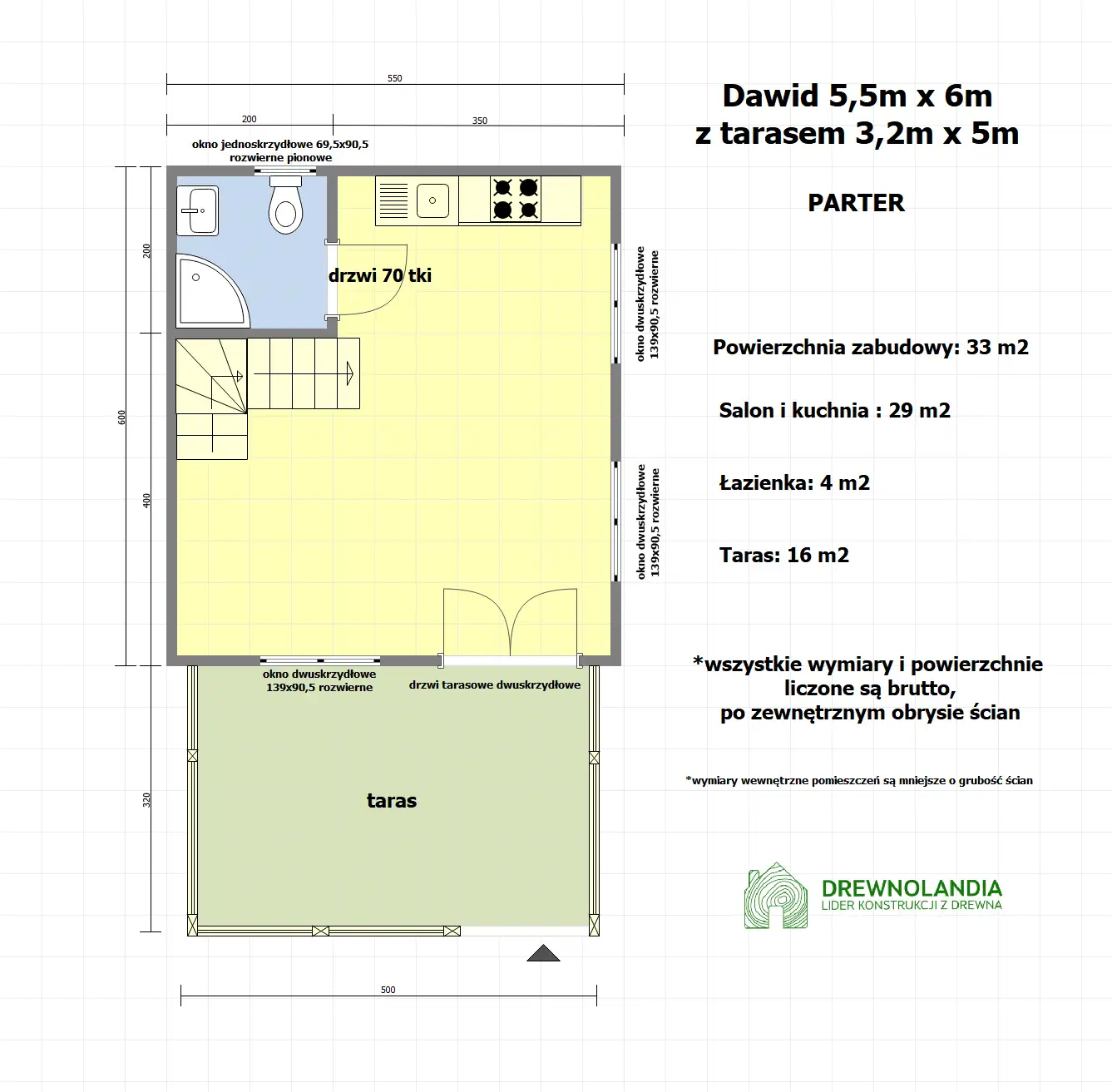 Domek Dawid 6m x 5,5m + taras 5m x 3,2m