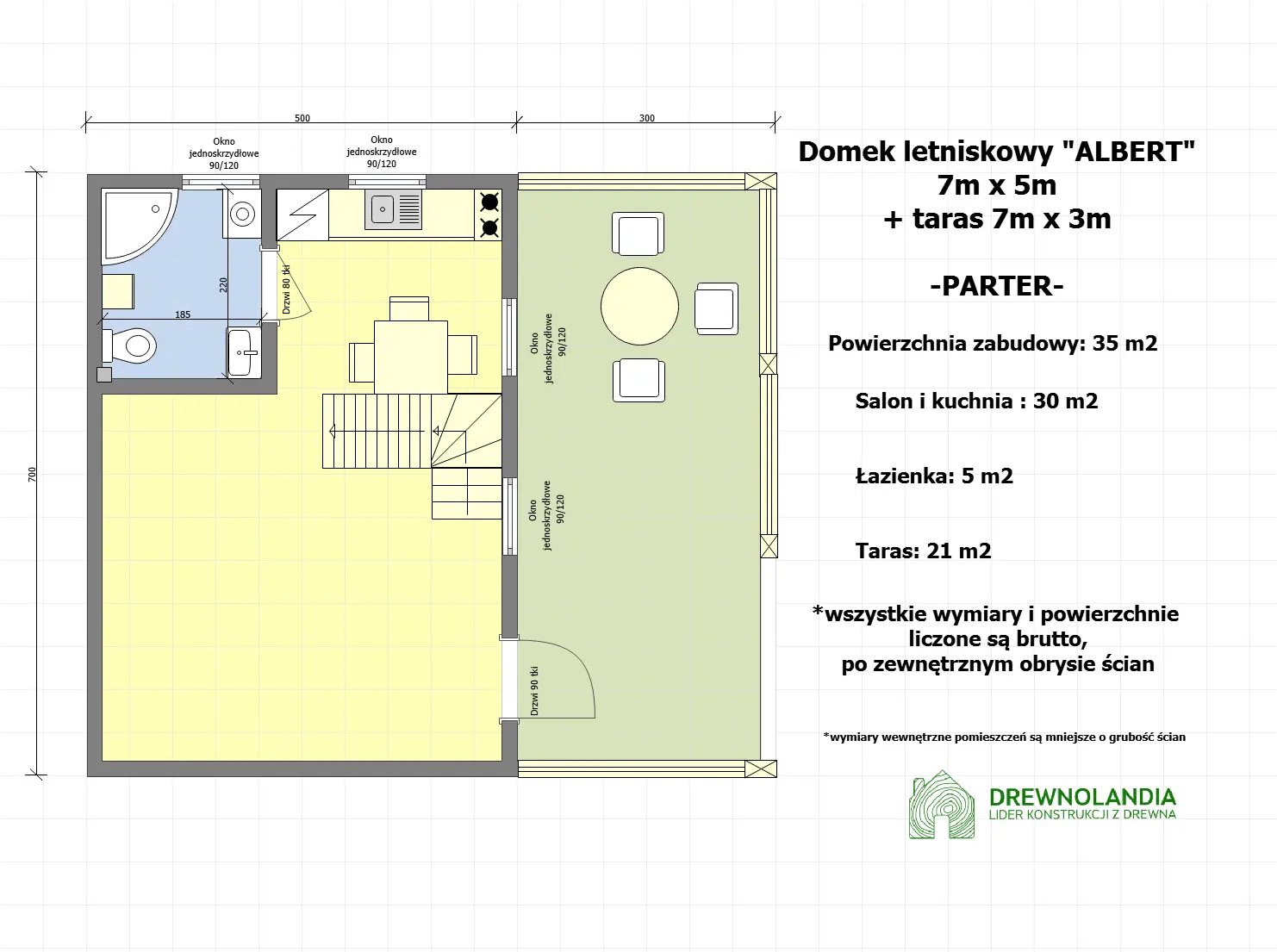 Rzut Albert 7mx5m +taras 7mx3m