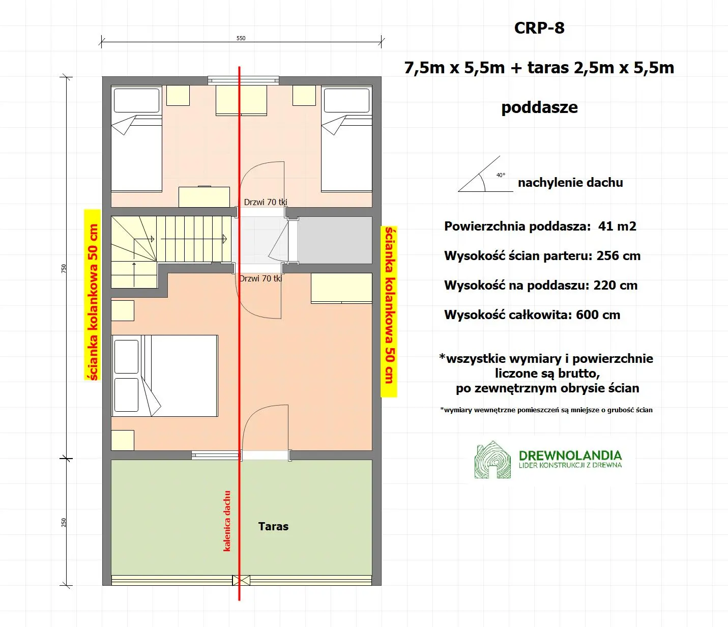 Rzut Domek rekreacyjny całoroczny CRP8 - 55m²