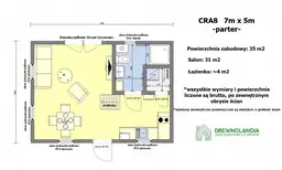 Drewniany domek rekreacyjny całoroczny CRA8 - 35 m² - zdjęcie 2