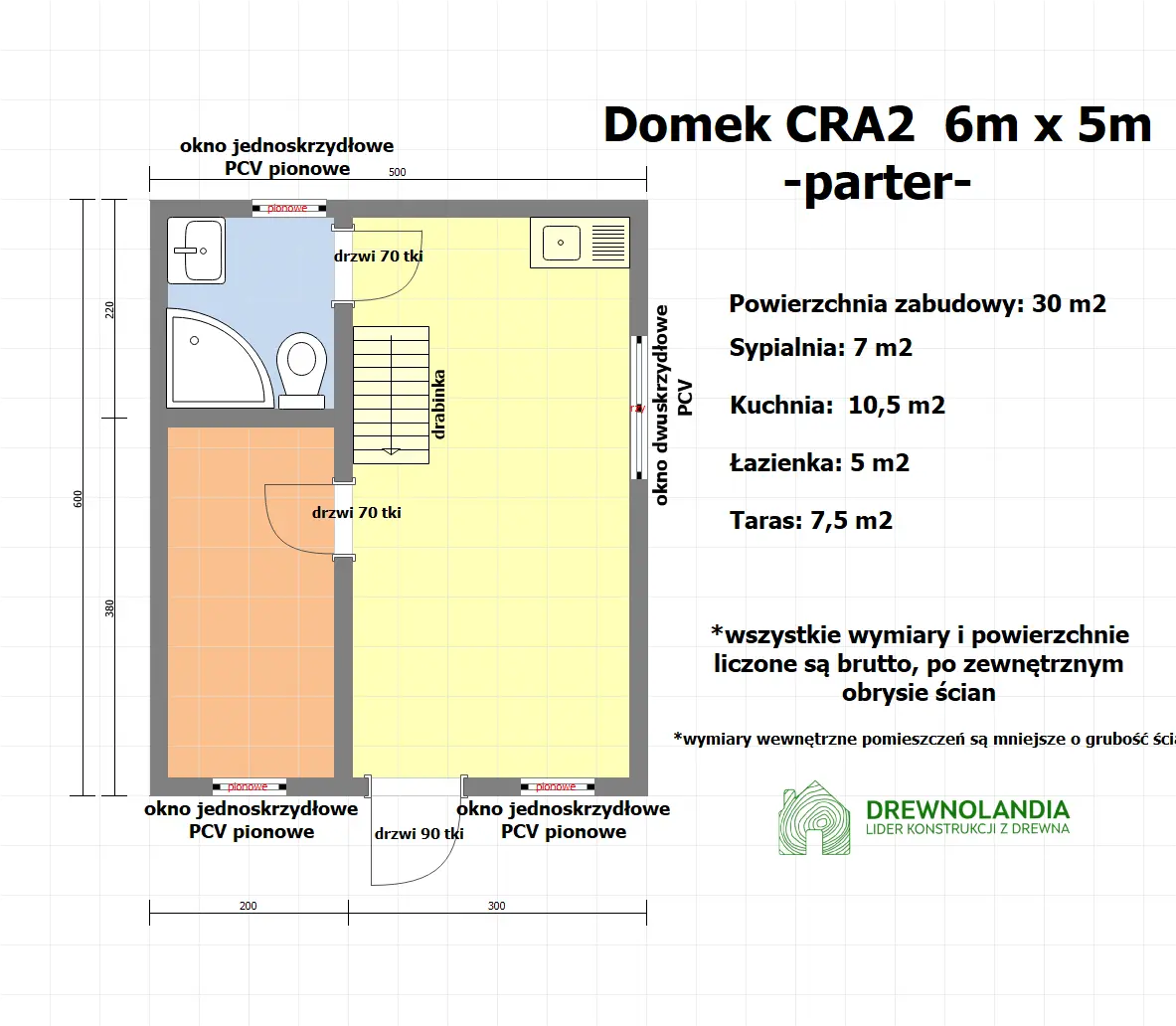 Rzut Domek rekreacyjny całoroczny CRA2 - 30 m²