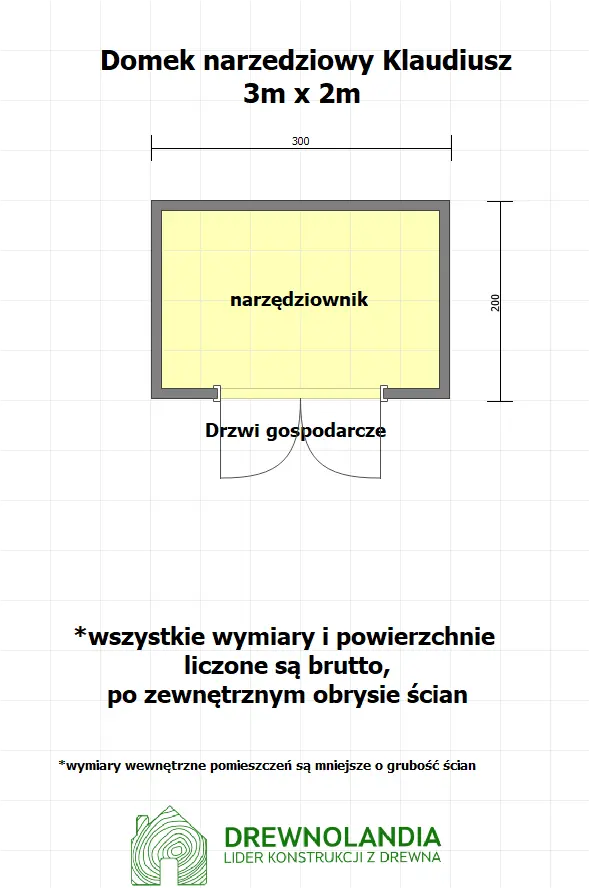 Rzut Domek gospodarczy do ogrodu Klaudiusz  - 3x2m 