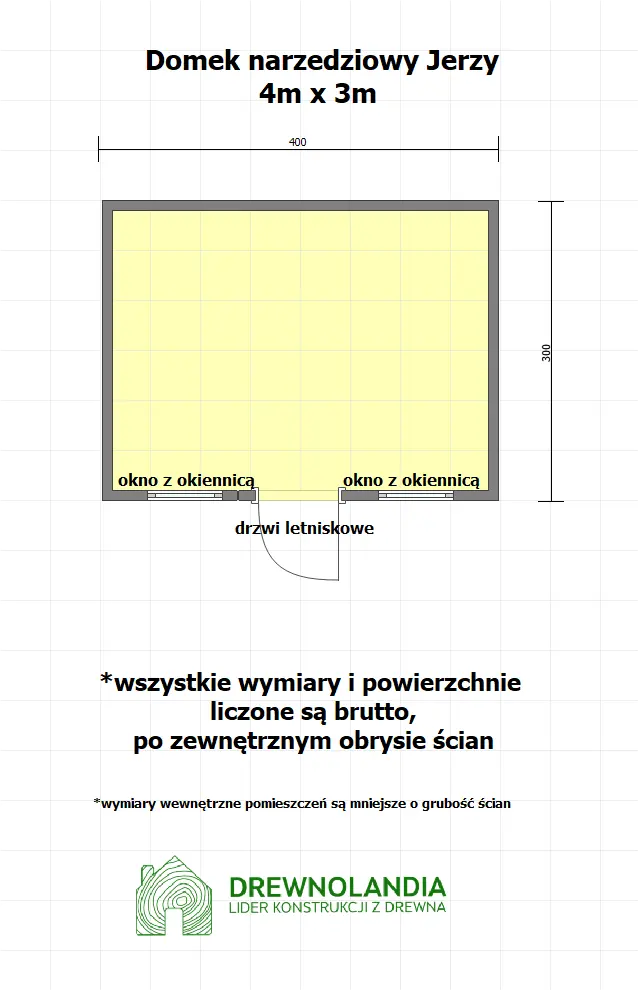 Rzut Drewniany Domek narzędziowy Jerzy - 4x3m 