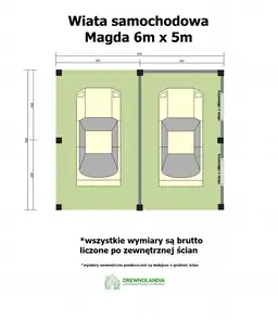 Wiata samochodowa Magda 6x5m – Garaż dla dwóch aut z pomieszczeniem gospodarczym - zdjęcie 2