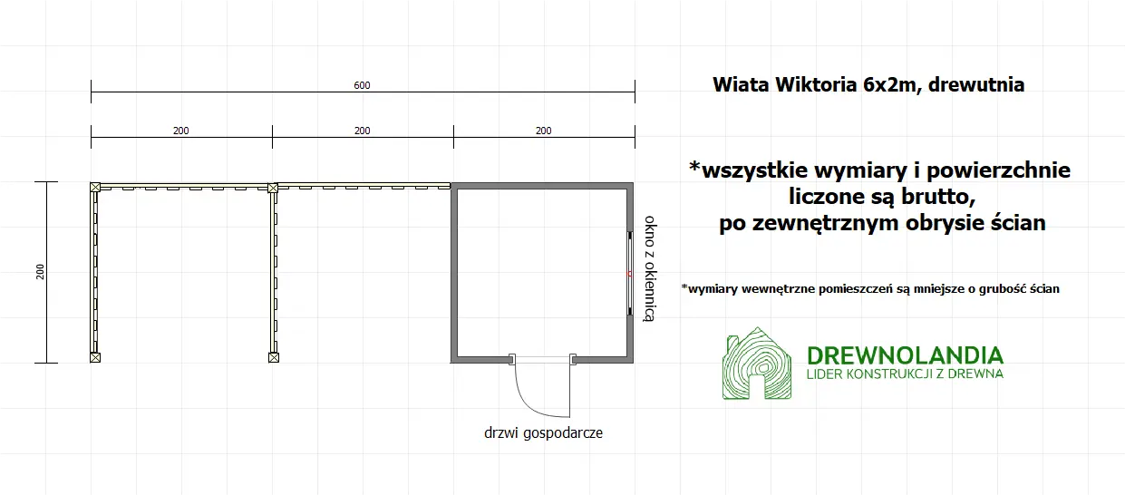 Rzut Wiata Wiktoria - 6x2m, drewutnia 