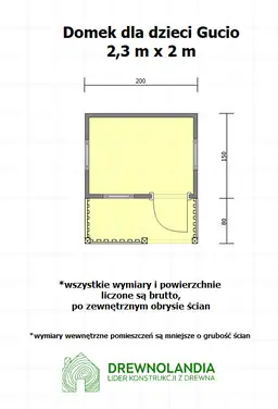 Domek do ogrodu z drewna Dla Dzieci Gucio - 2,3x2m  - zdjęcie 2