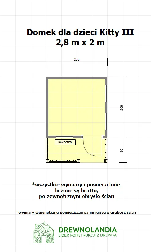 Rzut Drewniany Domek Dla Dzieci Kitty III - 2,8x2m
