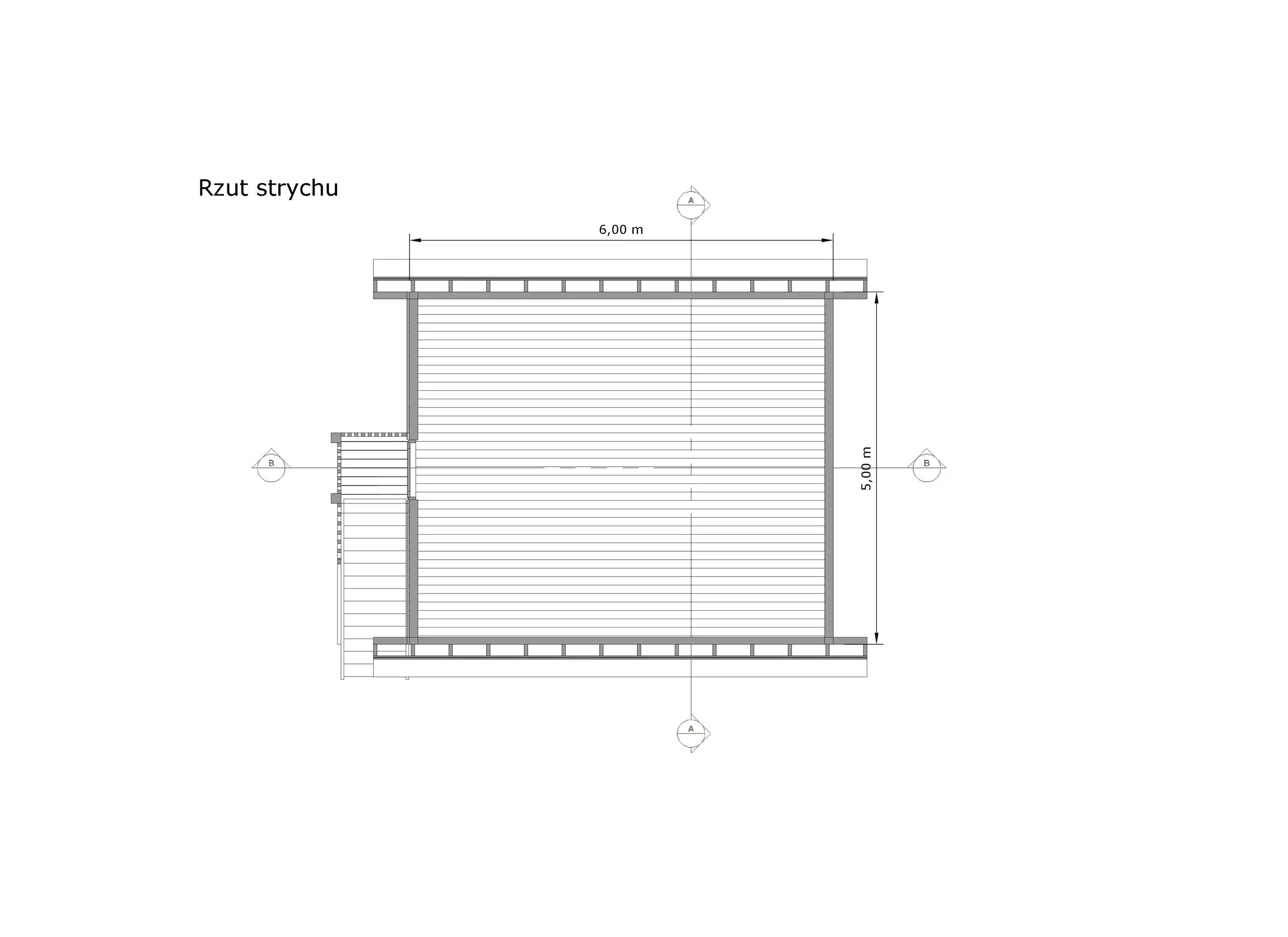 Wiata samochodowa Marta 6x5m – Garaż z poddaszem i zamkniętym pomieszczeniem