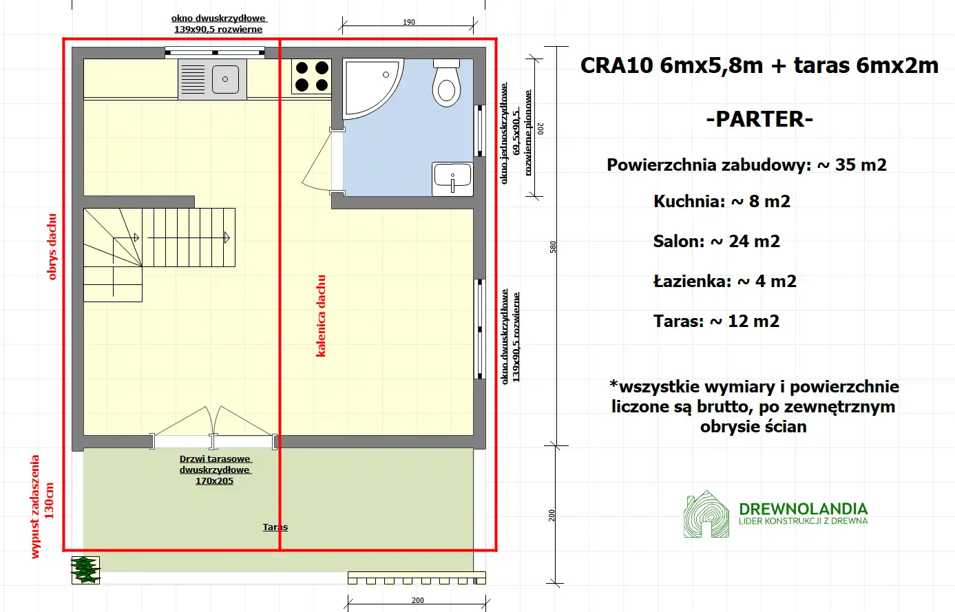 Domek rekreacyjny całoroczny CRA10 - 35m2
