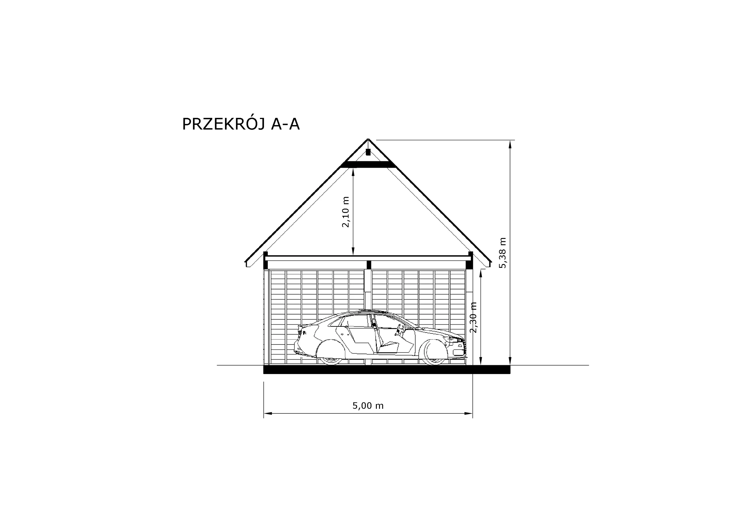 Rzut Wiata samochodowa Barbara 8,9m x 5m – Trwała konstrukcja na trzy pojazdy z przestrzenią magazynową