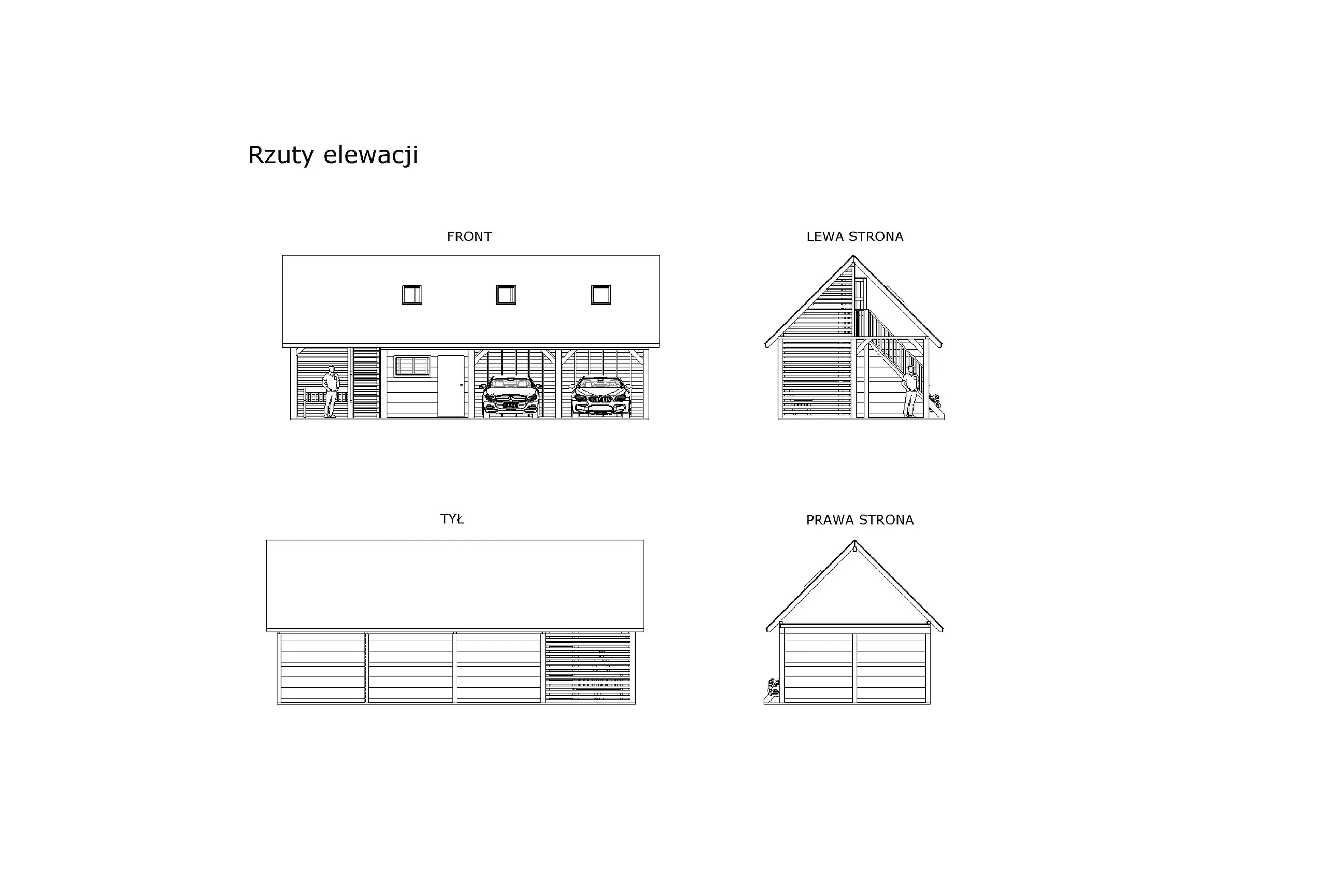 Rzut Wiata samochodowa Barbara II 11,9m x 5m – Garaż na dwa auta z przestrzenią użytkową