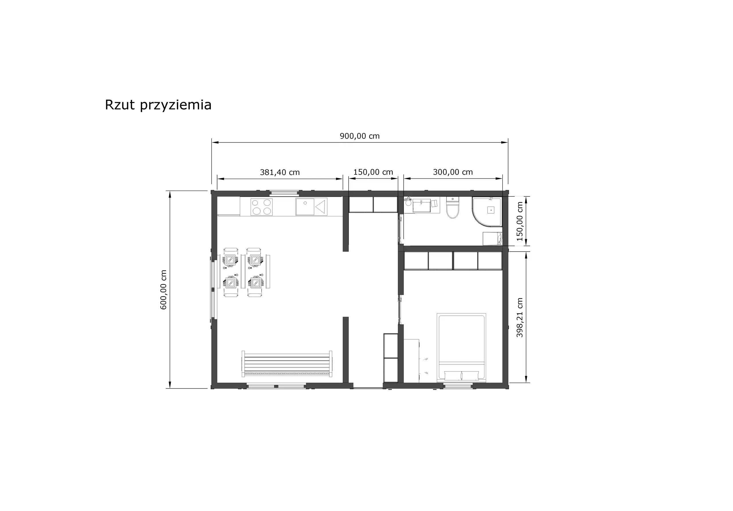 Drewniany domek rekreacyjny całoroczny CRK5 - 54 m²