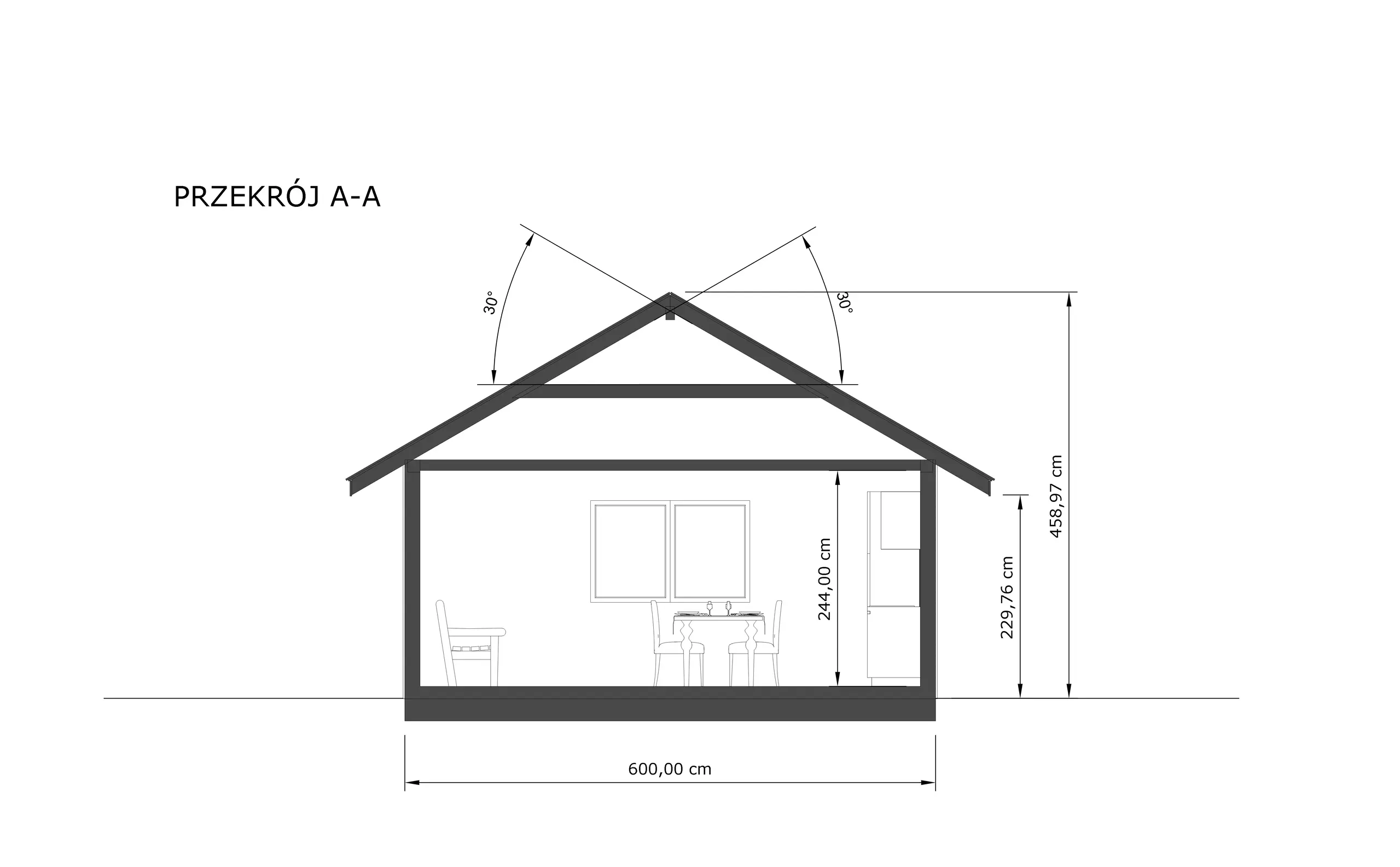 Rzut Drewniany domek rekreacyjny całoroczny CRK5 - 54 m²