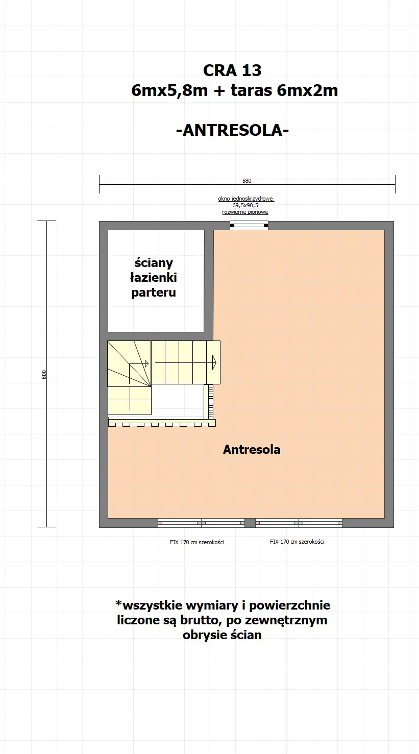Rzut Domek rekreacyjny całoroczny CRA13 - 35m2