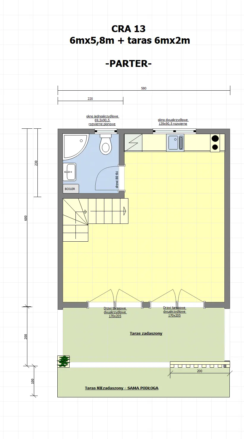 Rzut Domek rekreacyjny całoroczny CRA13 - 35m2