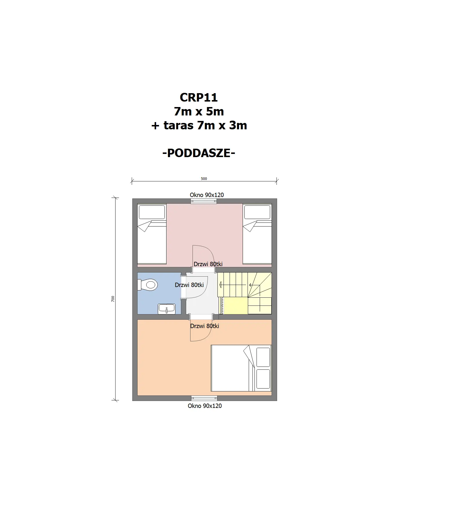 Rzut Domek rekreacyjny całoroczny CRP11 - 35m²