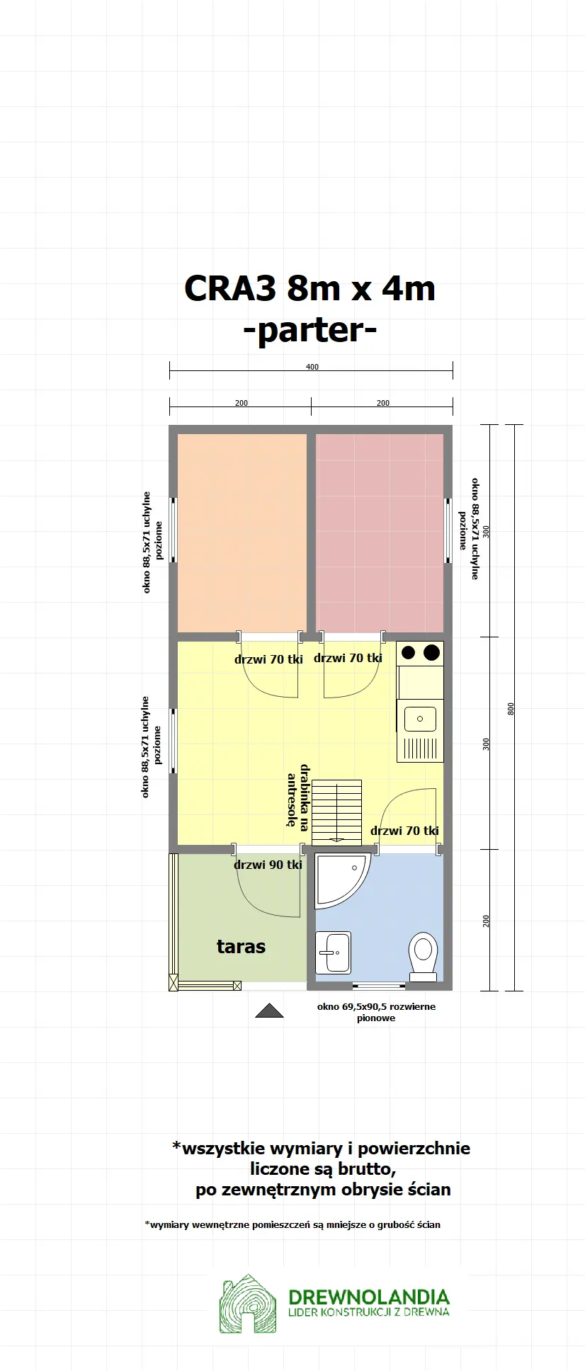 Rzut Domek mieszkalny całoroczny CRA3 PLUS -WT2021 - 32 m²