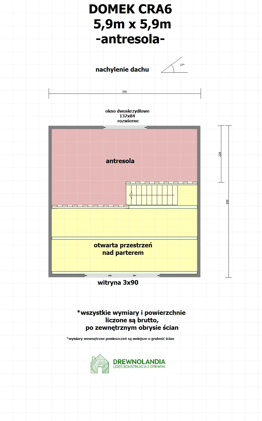 Rzut Domek mieszkalny całoroczny CRA6 PLUS - WT 2021 - 36 m²