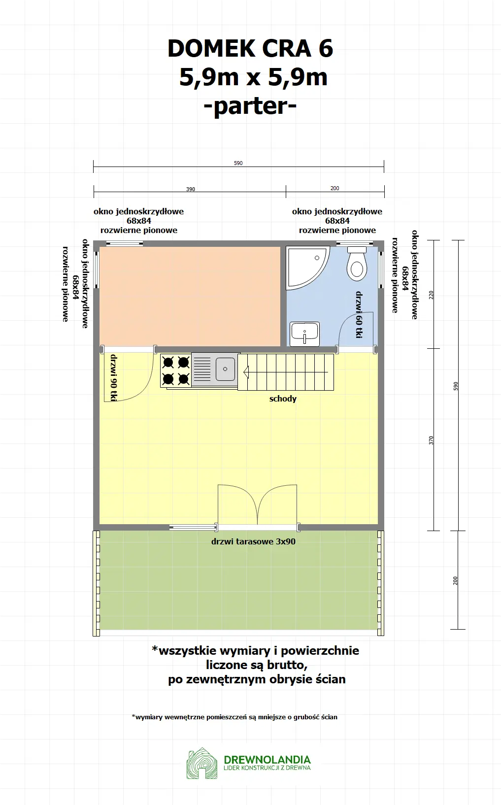 Rzut Domek mieszkalny całoroczny CRA6 PLUS - WT 2021 - 36 m²