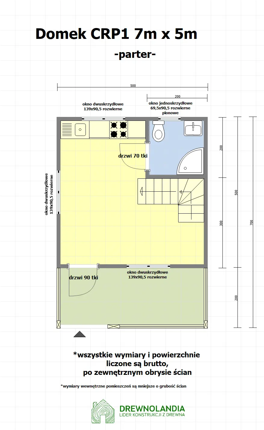 Rzut Domek mieszkalny całoroczny CRP1 PLUS - WT2021 - 7x5 (35 m²)