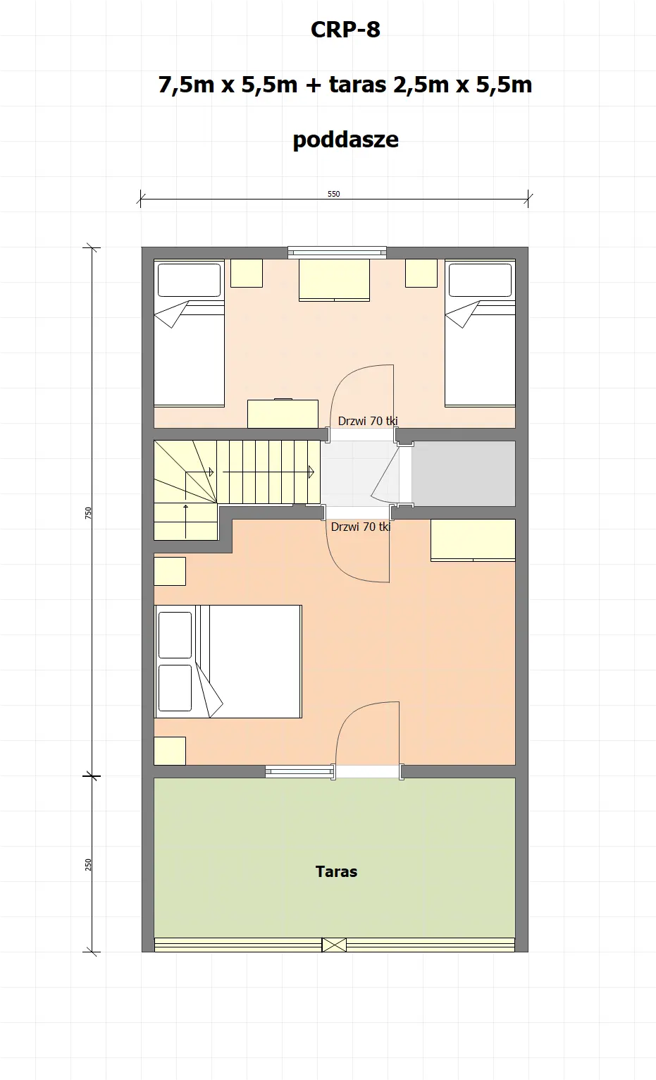 Rzut Domek mieszkalny całoroczny CRP8 PLUS - WT 2021 – 55 m²