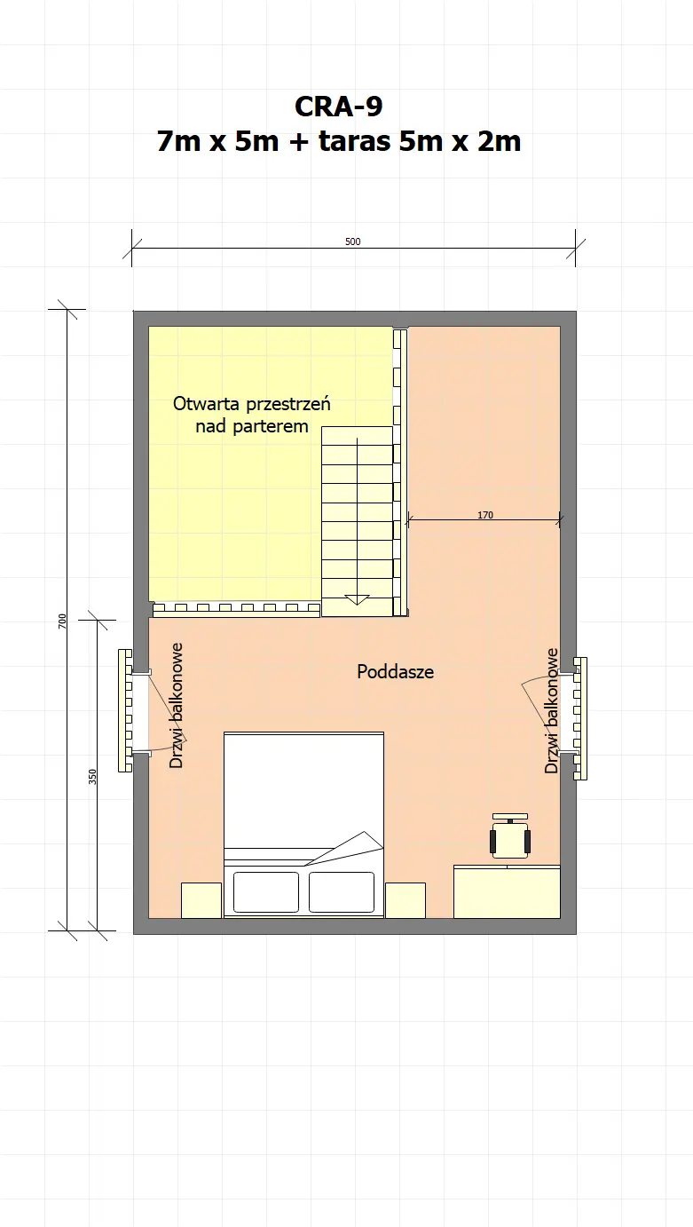 Rzut Domek mieszkalny całoroczny CRP9 PLUS - WT 2021 – 45 m²