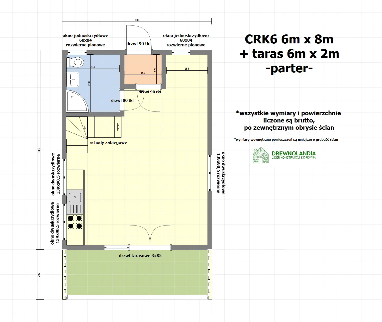 Rzut Domek rekreacyjny całoroczny CRK6 – 48 m²
