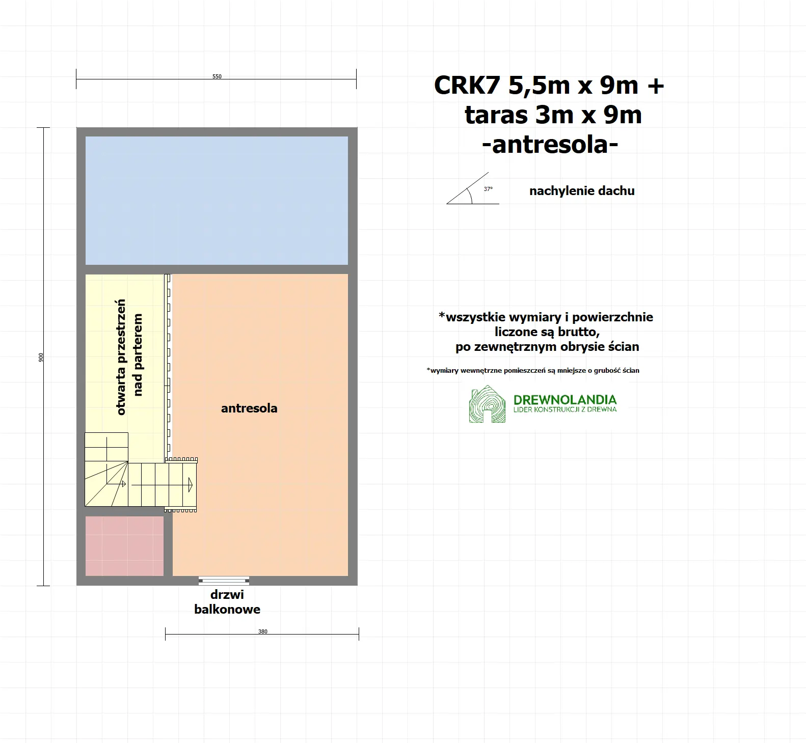 Rzut Domek rekreacyjny całoroczny CRK7 – 49,5 m²