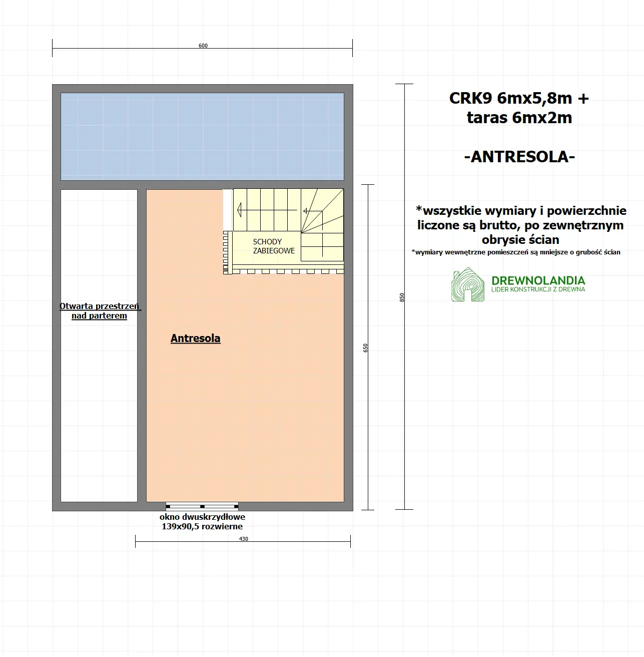 Rzut PROJEKT ARCHIWALNY - Domek rekreacyjny całoroczny CRK9 – 51 m²