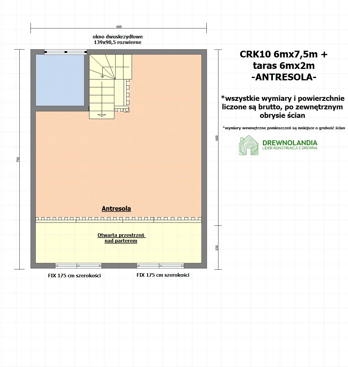 Rzut Domek rekreacyjny całoroczny CRK10 – 45 m²      