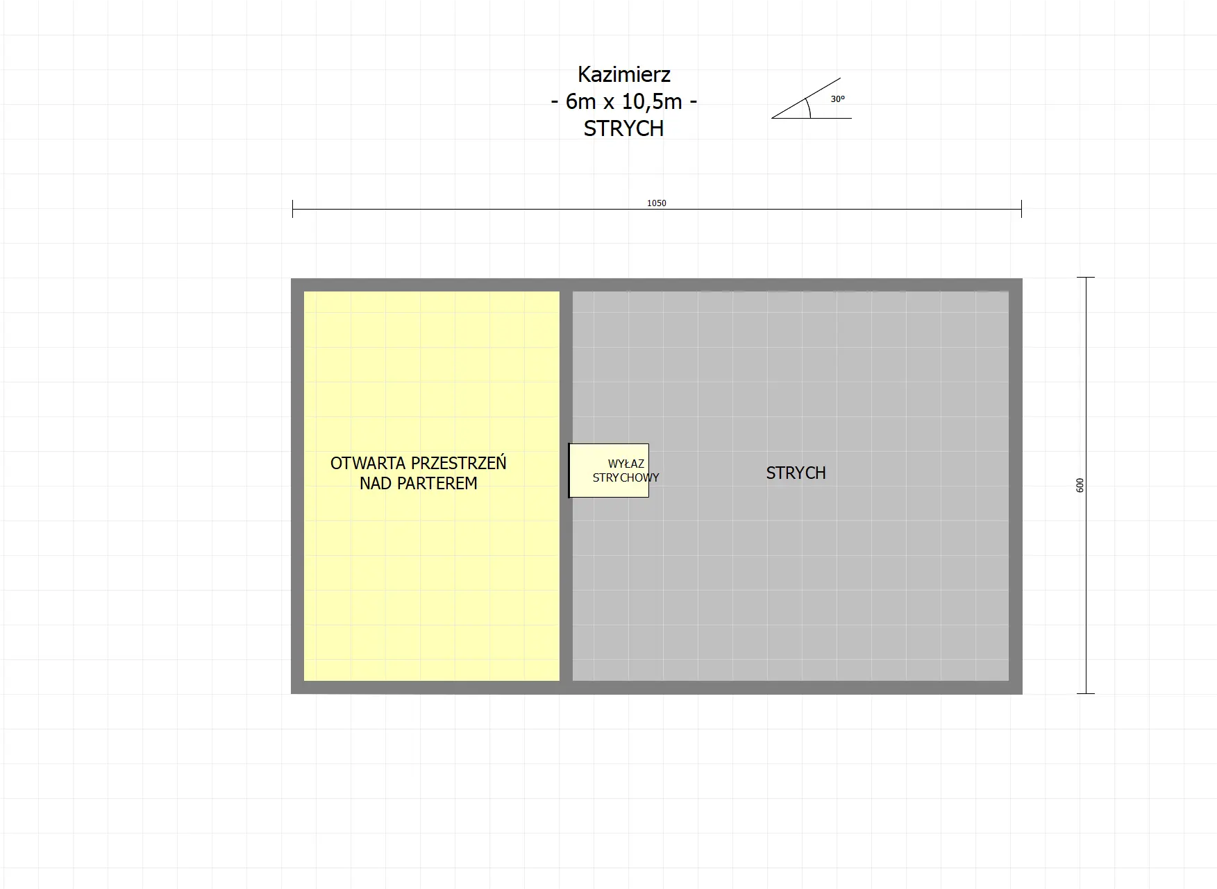 Rzut Drewniany dom rekreacyjny Kazimierz - 6m x 10,5m - 63 m² 