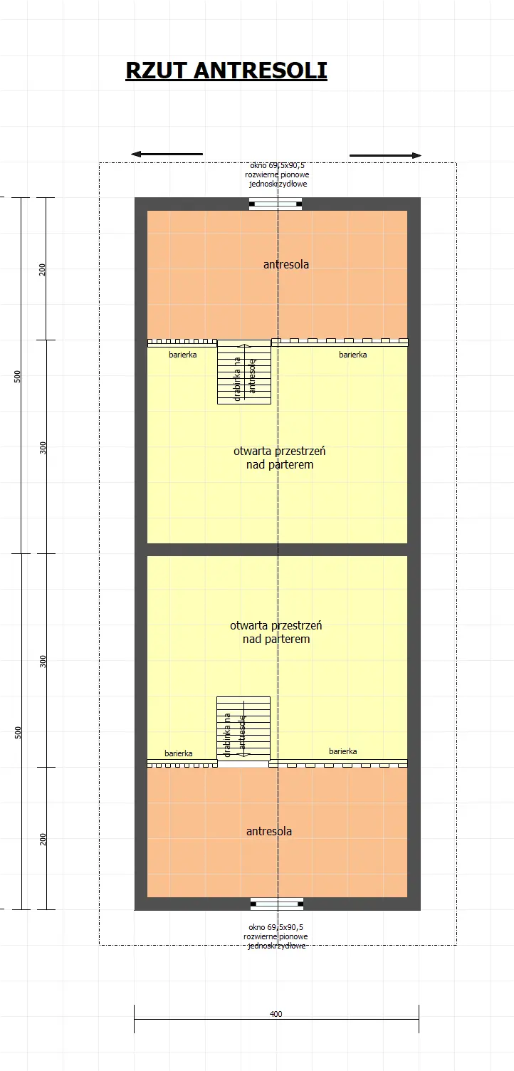 Rzut Domek „bliźniak” na wynajem W1X2 – 40 m2