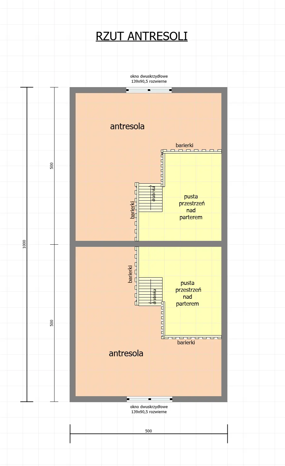 Rzut Domek „bliźniak” na wynajem W2X2 – 50 m2